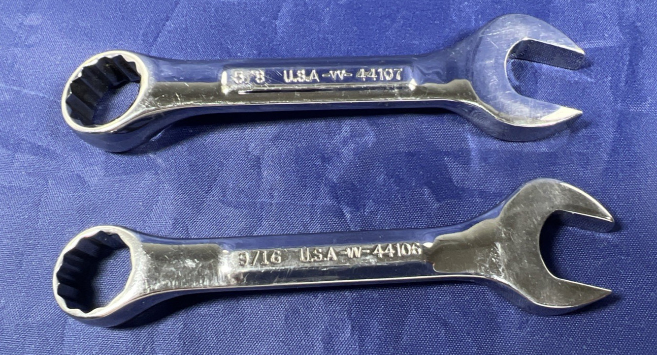 Set Of 11 Craftsman USA 12pt SAE Stubby Combination Wrench Set VV Series