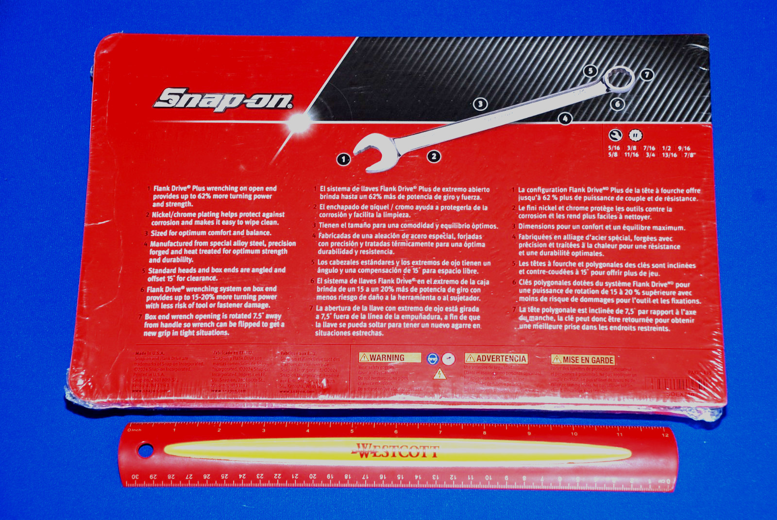 Snap-On NEW 10 Pc 12-Point SAE Flank Drive Plus Combination Wrench Set SOEX710