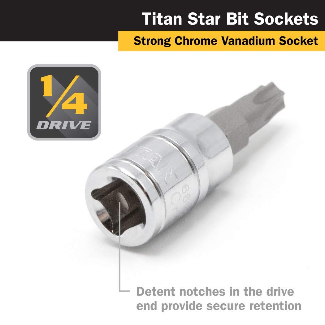 Titan 66930 1/4-Inch Drive x T30 Star Bit Socket One Size, Factory