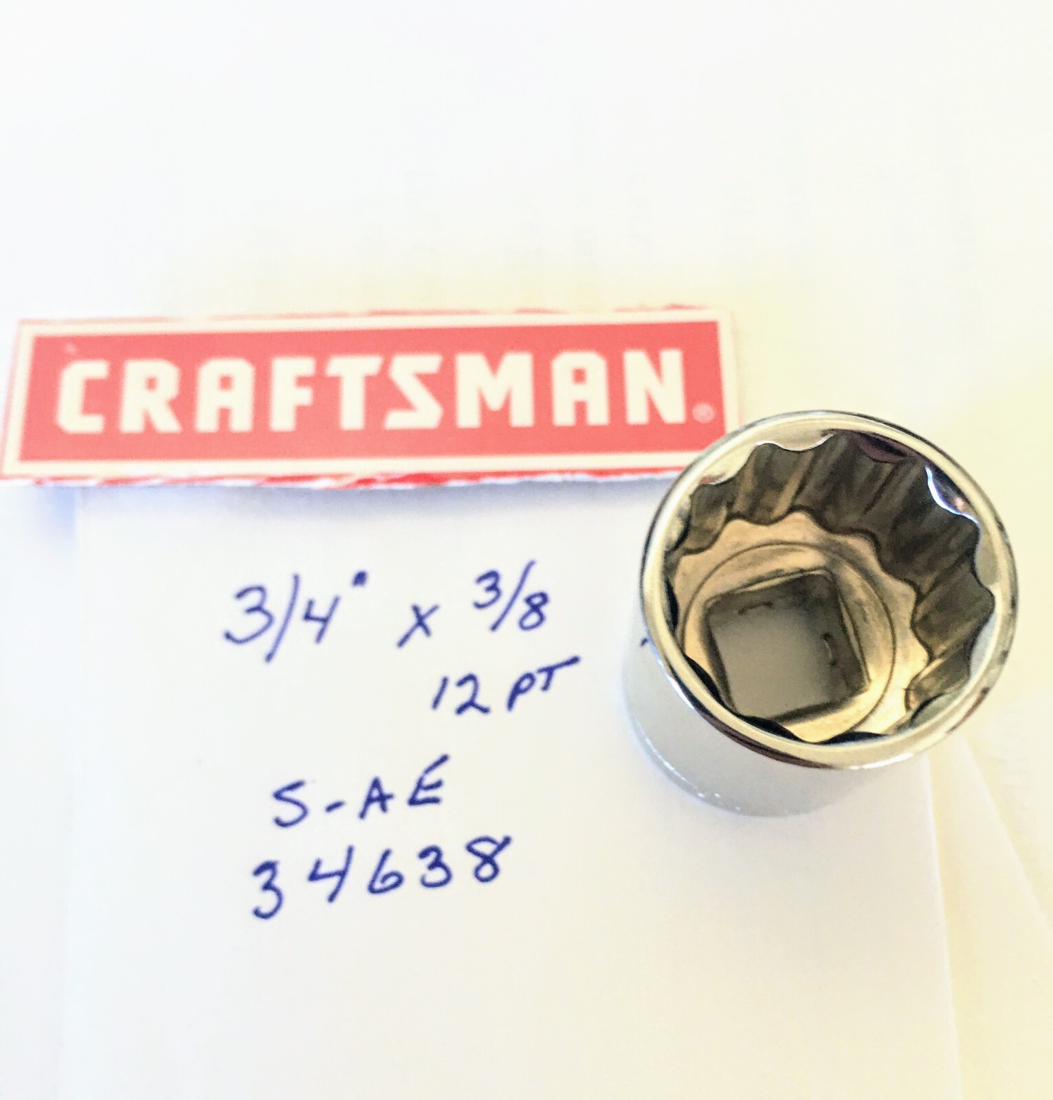 Craftsman 3/4″ x 3/8″ Socket – S-AE 34638- 12 Pt – Free USA Ship