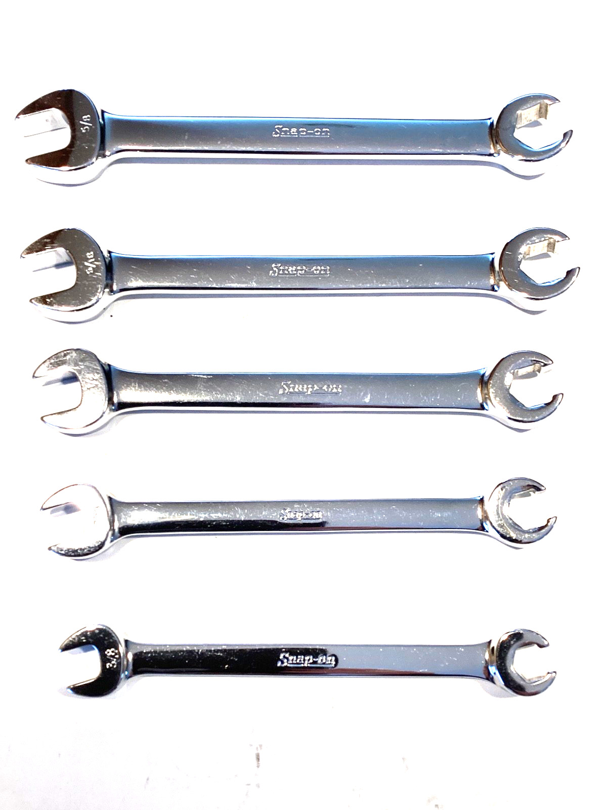 Snap On 5 Piece SAE Flare Nut Open End Combination Wrench Set RXS605 NEAR MINT