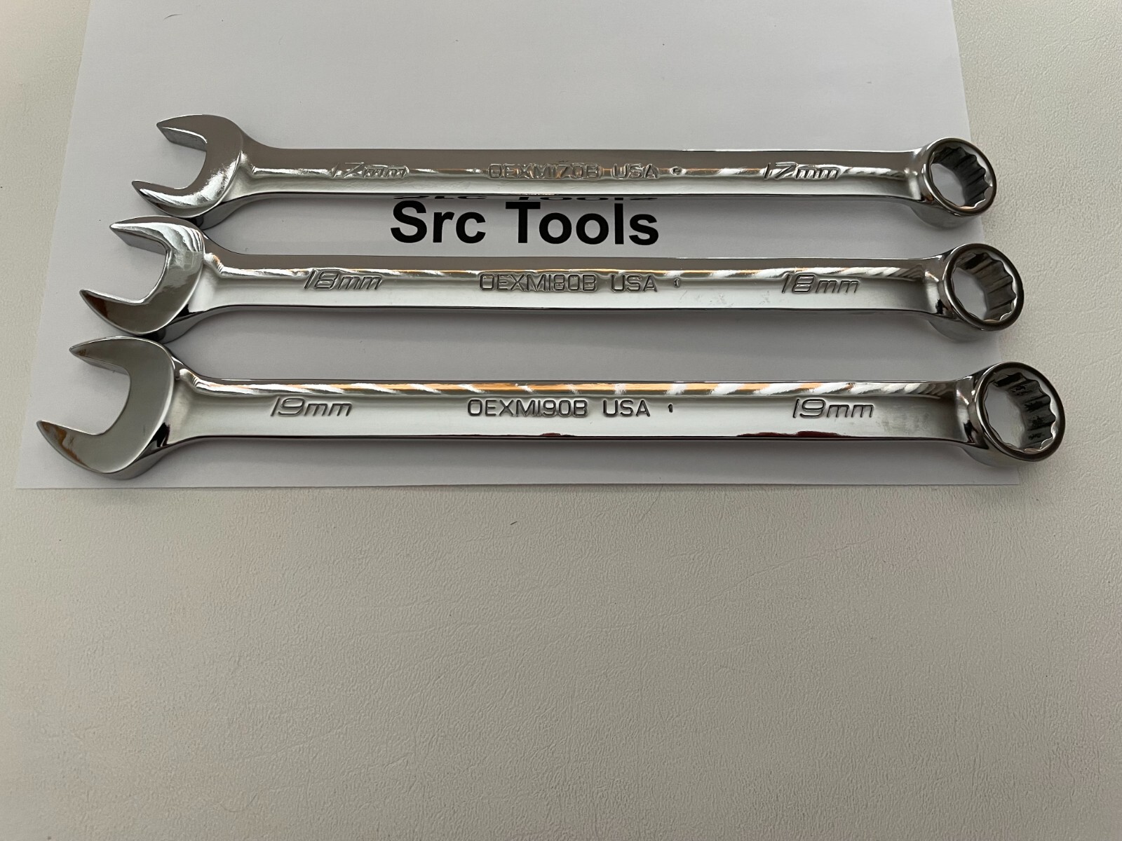 Snap-On Tools USA NEW 3pc Metric Standard Chrome Combo 17mm-19mm Wrench Set