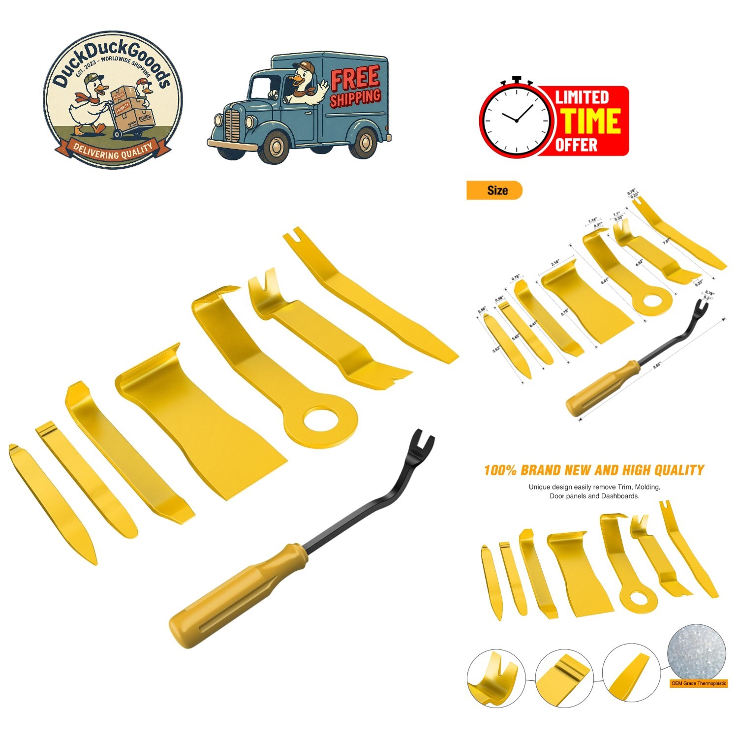 8PC Auto Trim Removal Tool Set – Scratch-Free & Ergonomic Design in Yellow