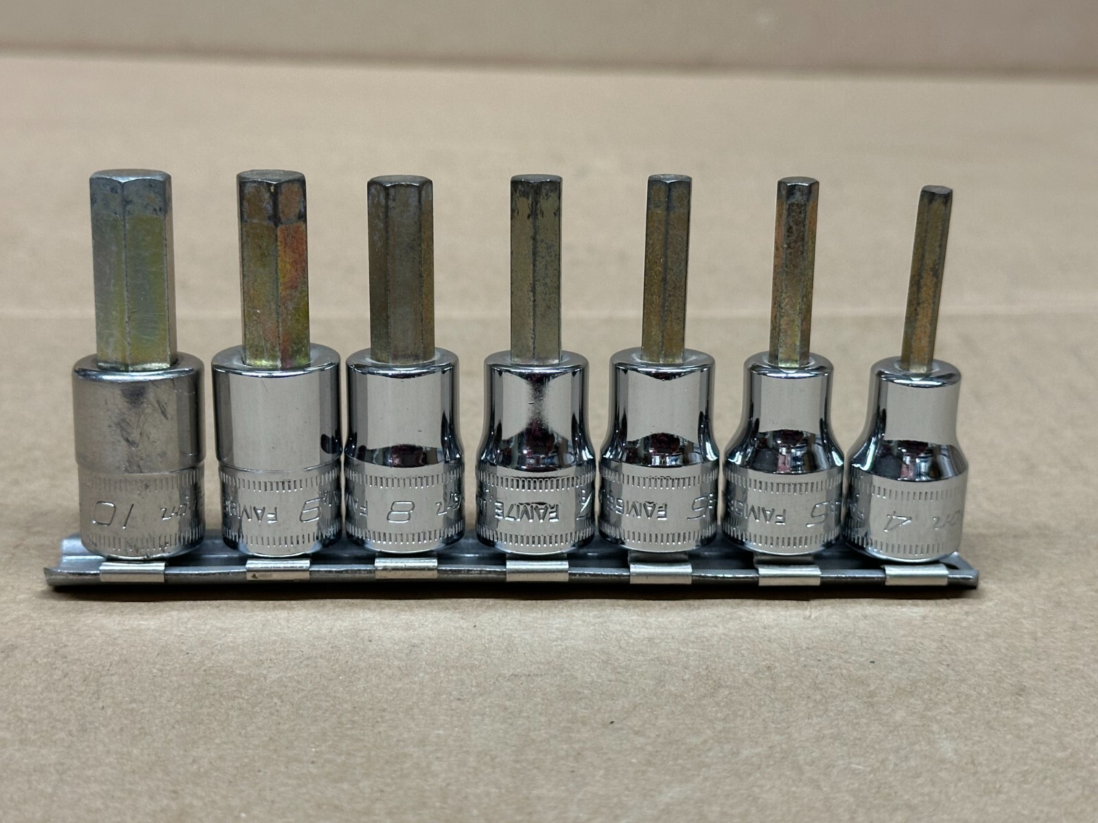 Snap-On 7pc Metric Hex Allen Bit Socket Set – 3/8″ Drive – 207EFAMY – Good Used