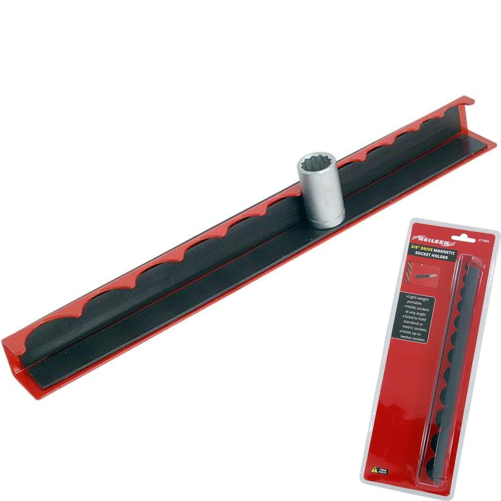 Neilsen 3/8″ Magnetic Portable 12 Socket Holder Rail Retaining Rack Holders