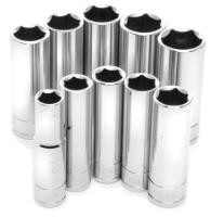 Performance Tool W38402 3/8-Inch Drive 10-Piece Metric Deep Socket Set