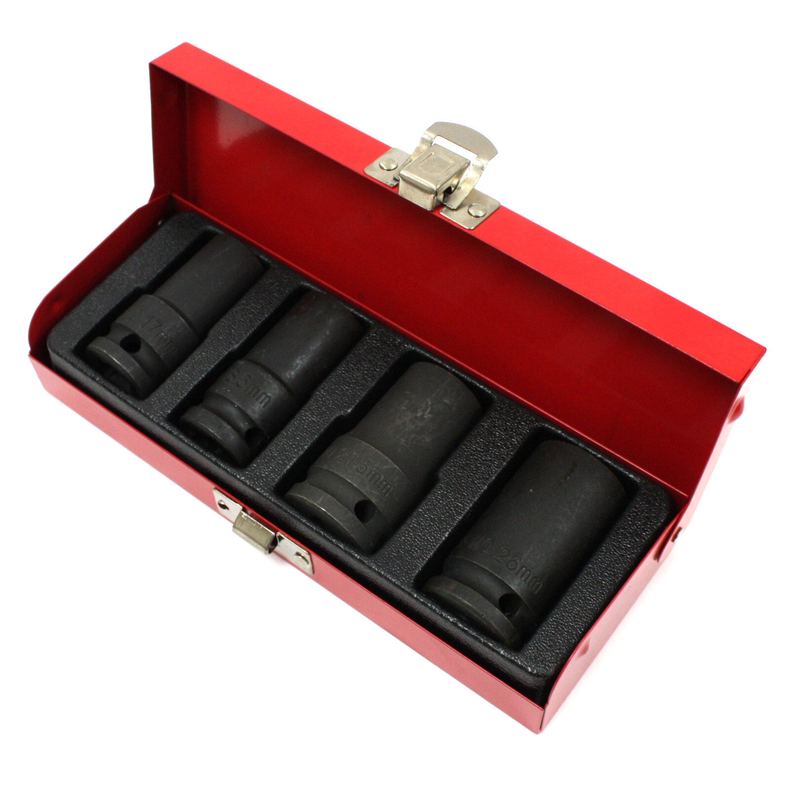 4 pc Locking Wheel Nut Remover Emergency Lug 1/2″ Drive Socket 17 18.5 21.5 26mm