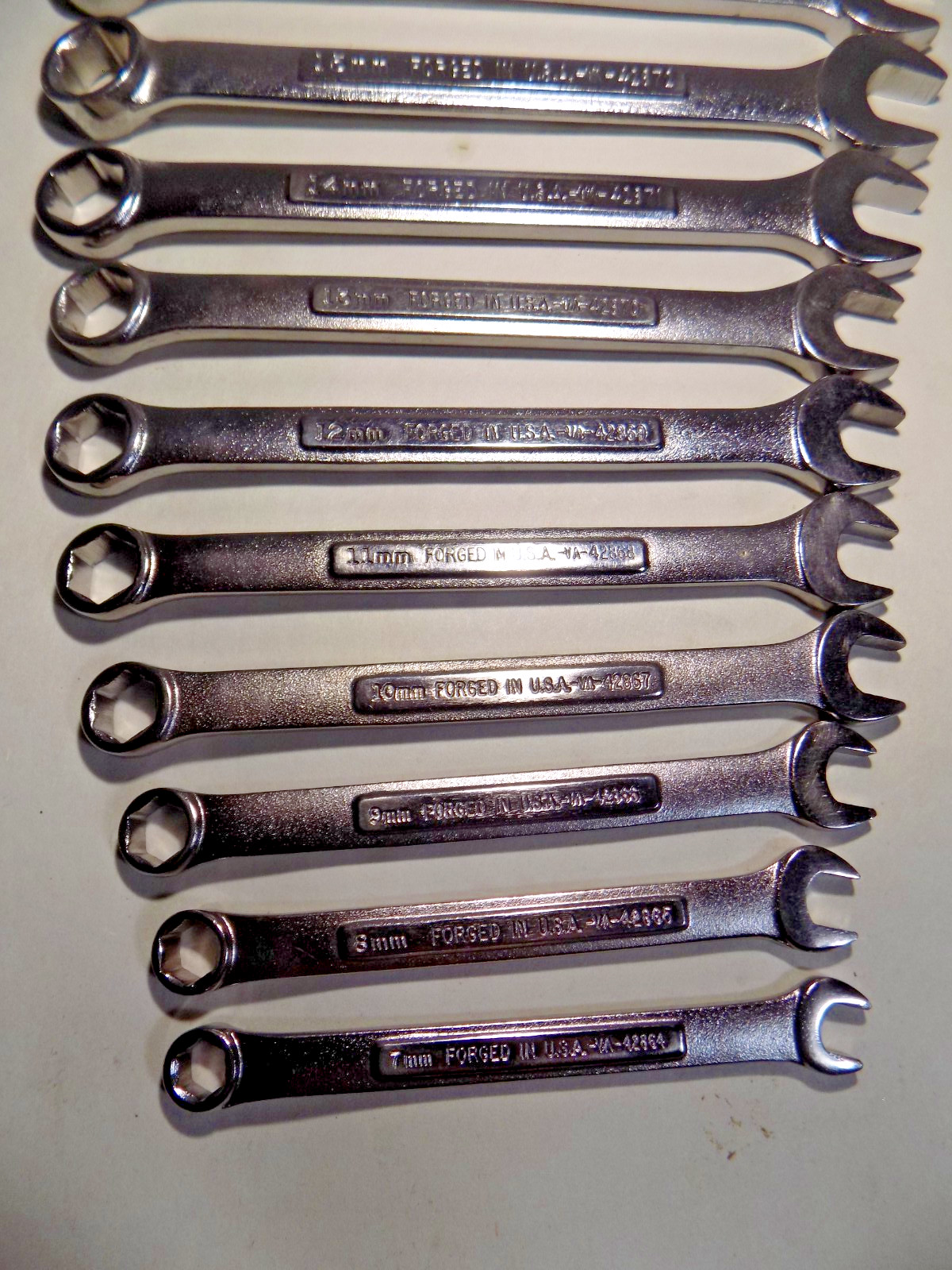 A++ 6 Point 12 Pc. USA Craftsman-VA- 7-18MM Combo Wrench Set In Rack-No Etchings
