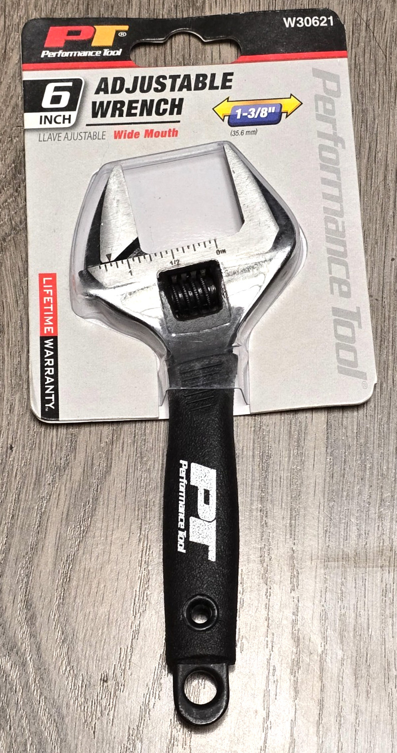Performance Tool W30621, 6″ Wide Mouth Adjustable Wrench w/ Soft Grip Handle