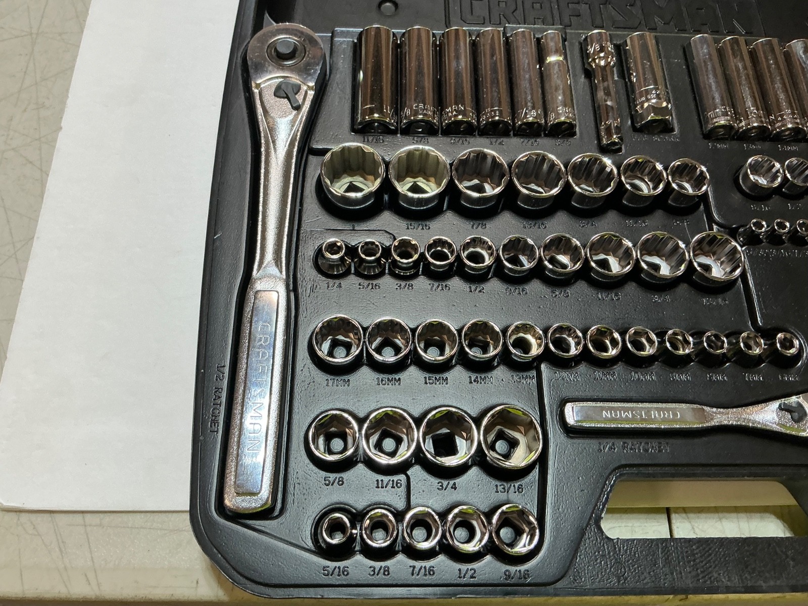 New Craftsman 101pc Metric & SAE Socket Set 1/4 3/8 1/2 Drive 33101 USA open box
