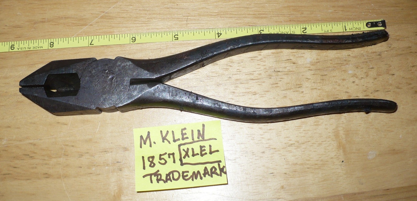 Vintage M. Klein Lineman Pliers 1857 Trademark Reg Chicago USA X L EL 1943 ?