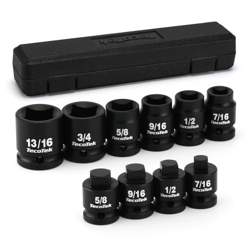 10-Piece 1/2″ Drive Pipe Plug Socket Set, SAE 4-Point, CR-MO, Tapered & Chamfere