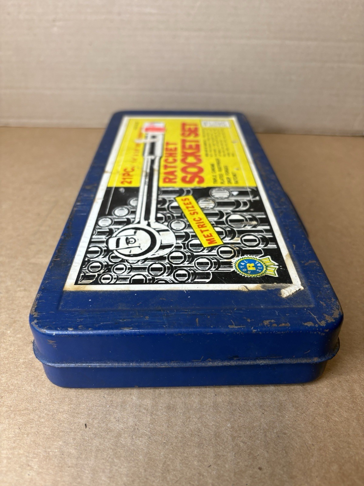 Vintage Royal Tools Tin Case ONLY for Ratchet Socket Set 257 Metric NO Contents