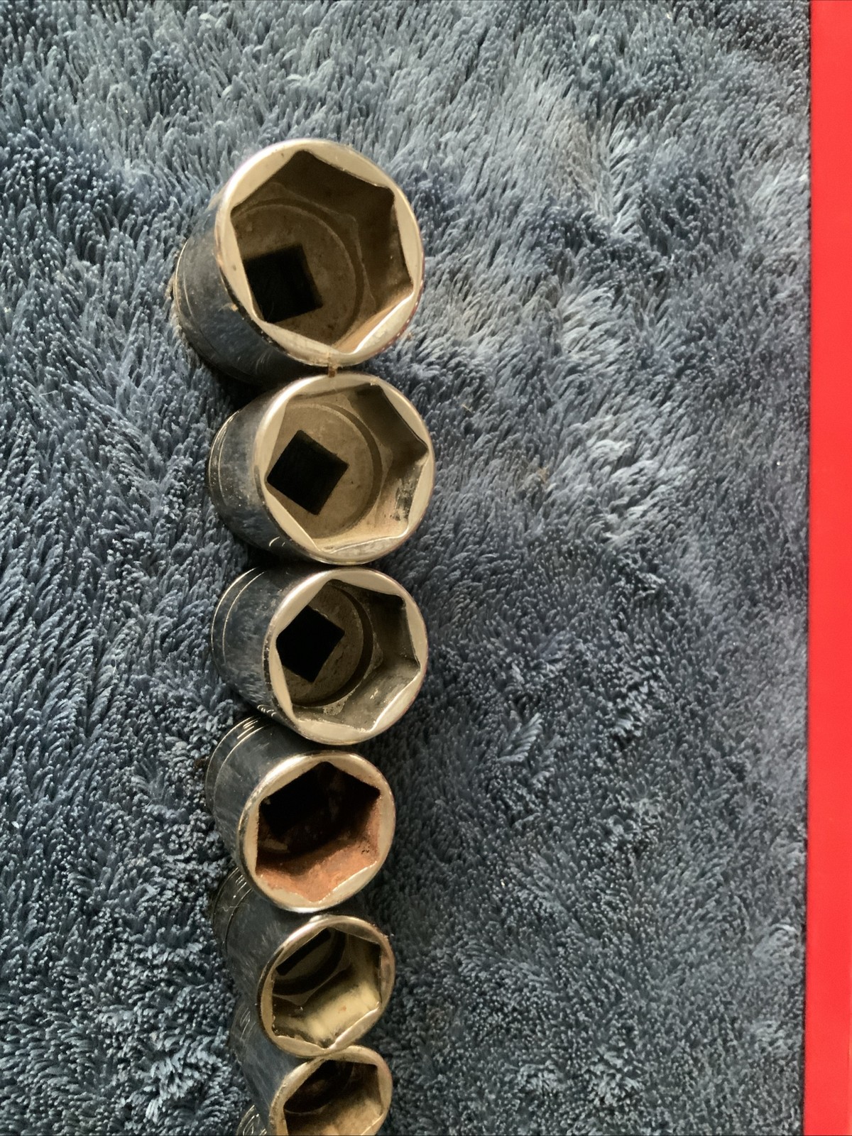 Snap On 3/8” Drive Deep And Shallow Socket Set, Sae, 6pt…..see Pics For Sizes….