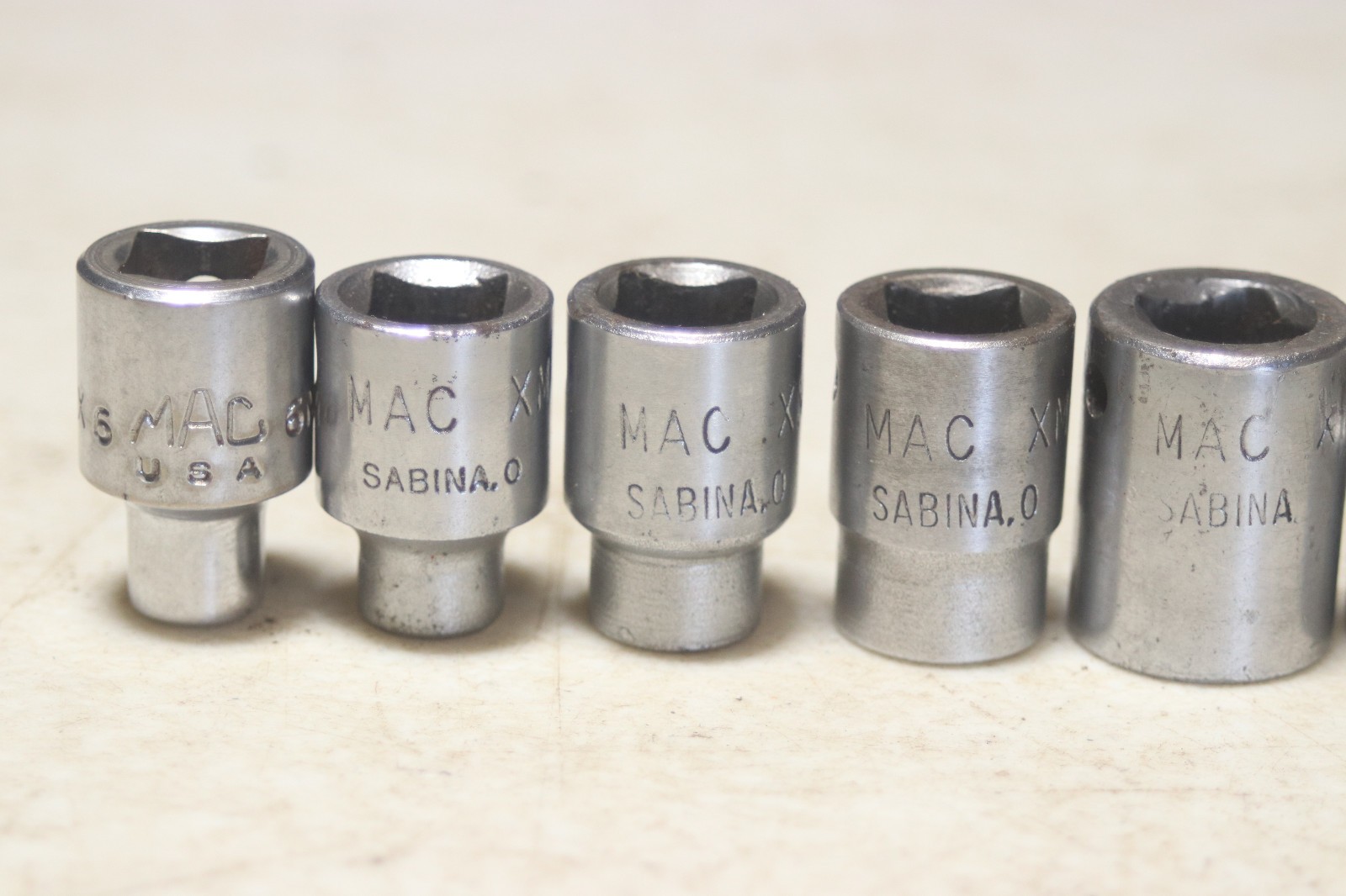 Lot of 8 MAC Tools Metric 3/8 Inch Drive 6 point Sockets 6mm-19mm
