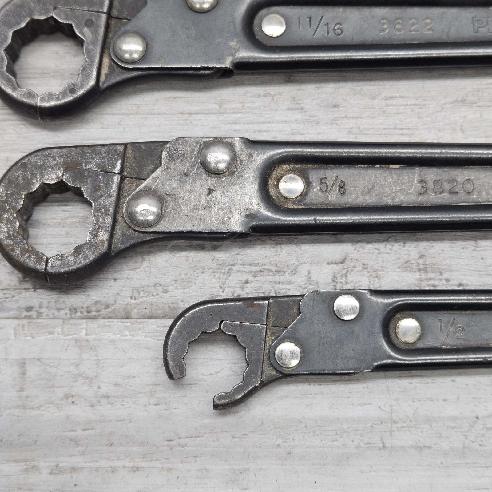 PROTO Ratcheting Box End Wrench Set SAE 4 Pc USA Made Reversible Offset READ