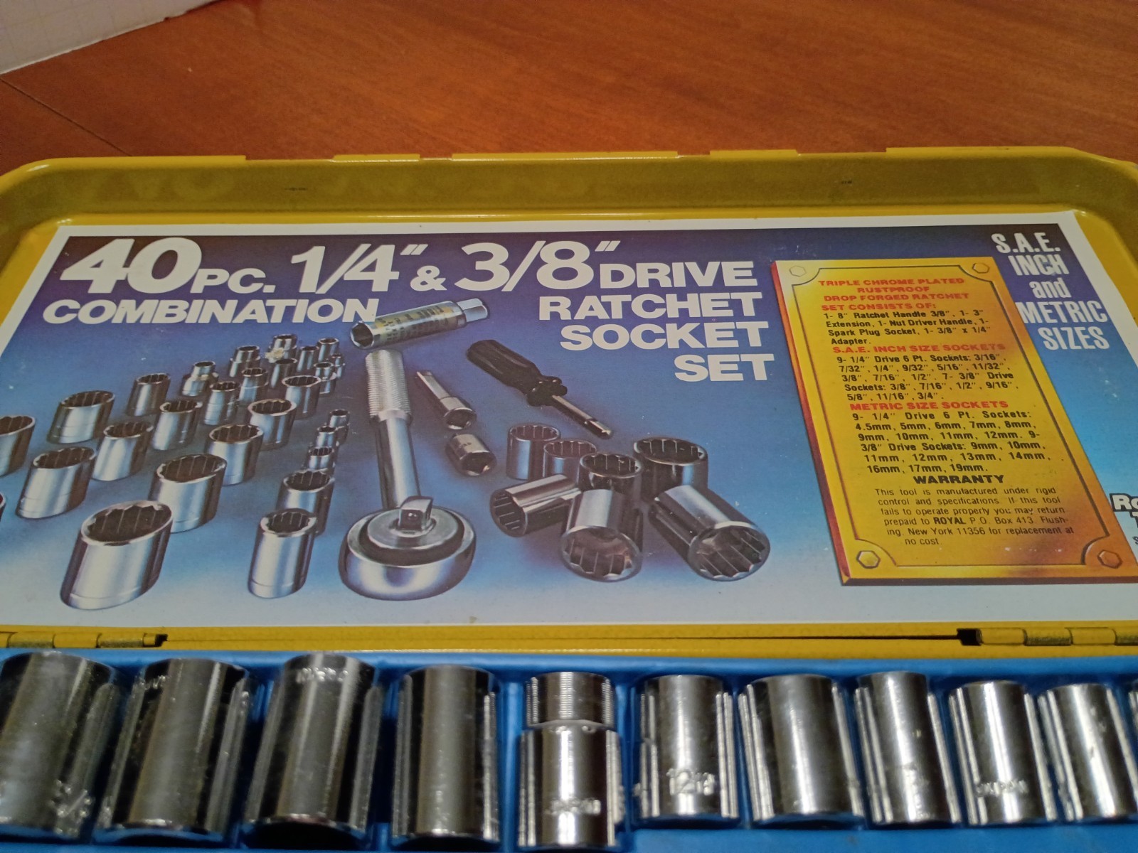 1978 Royal Tools 40 Piece SAE & Metric Ratchet Socket Vtg Tool Set No. 275 Japan
