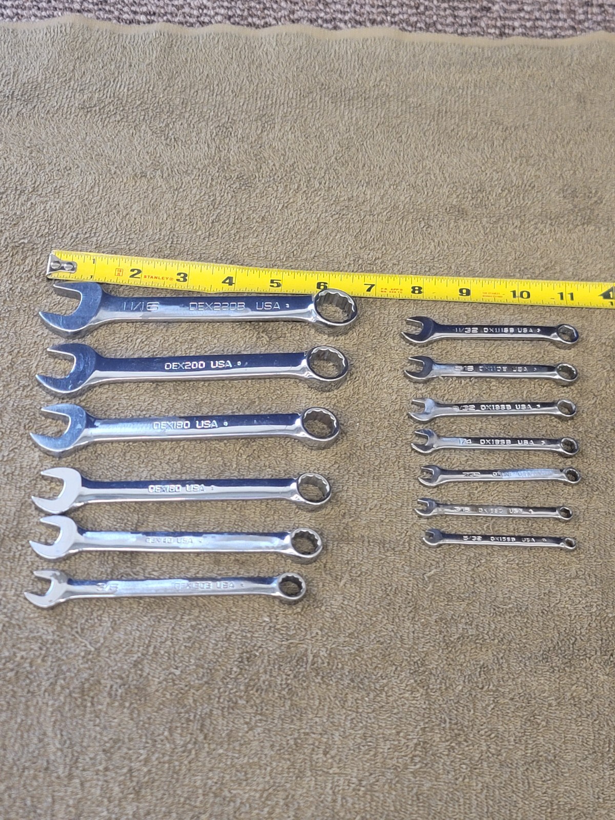 Snap on Short OEX OXI Combination Wrench Set Sae 11/16 5/8 9/16 1/2 3/8 1/4 5/32