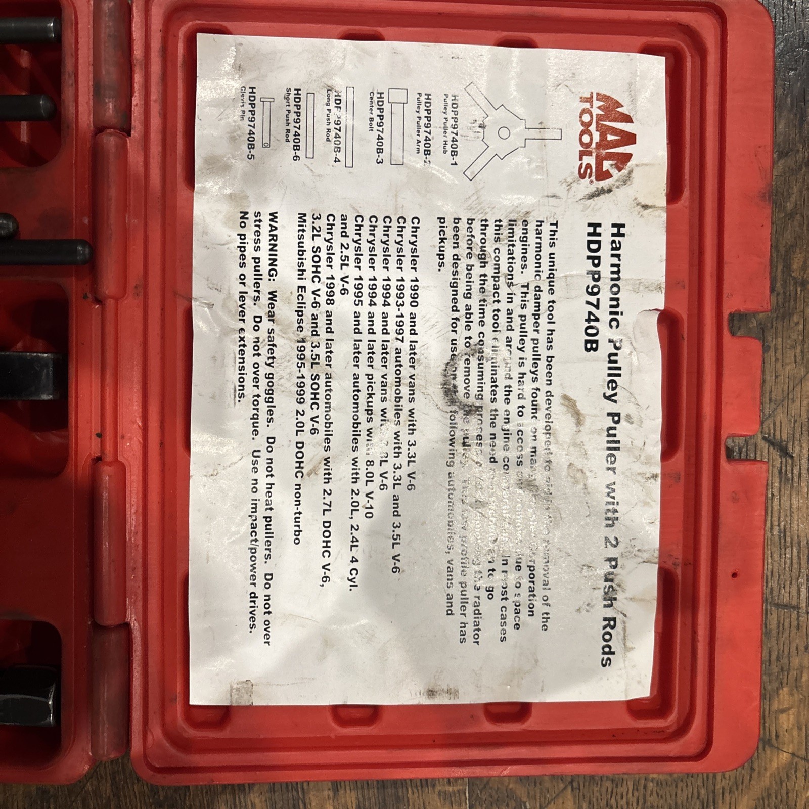 MAC TOOLS #HDPP9740B «Harmonic Puller Pulley» W/4 Push Rods