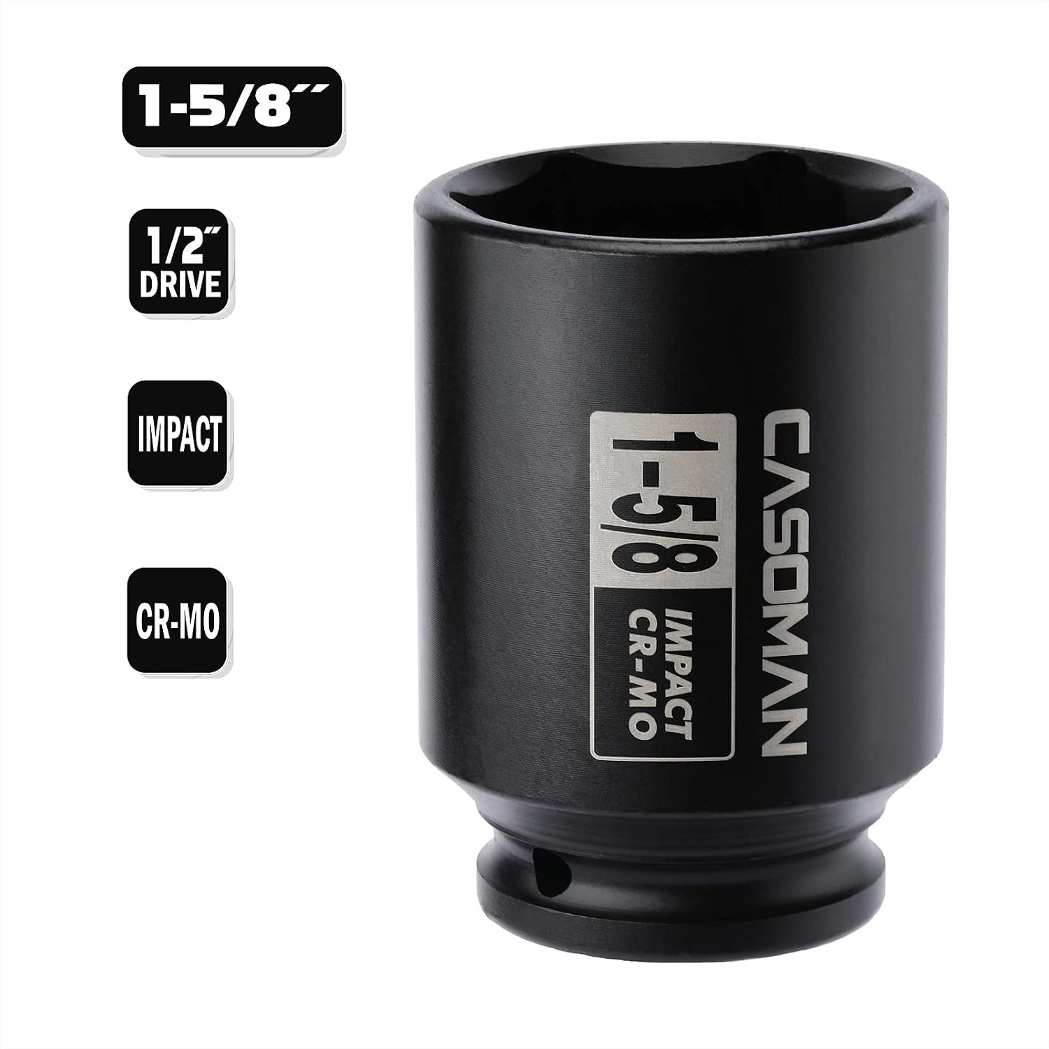 Durable Chrome Molybdenum 6-Point 1/2-Inch Drive Deep Impact Socket – 1-5/8″