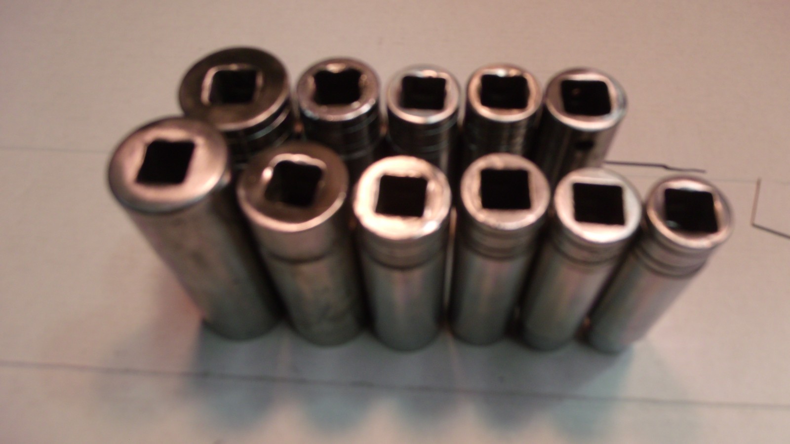 11 «SNAP-ON» U.S.A. 1/2″ DRIVE DEEP SOCKETS(5 ARE 6 POINT AND 6 ARE 12 POINT.)