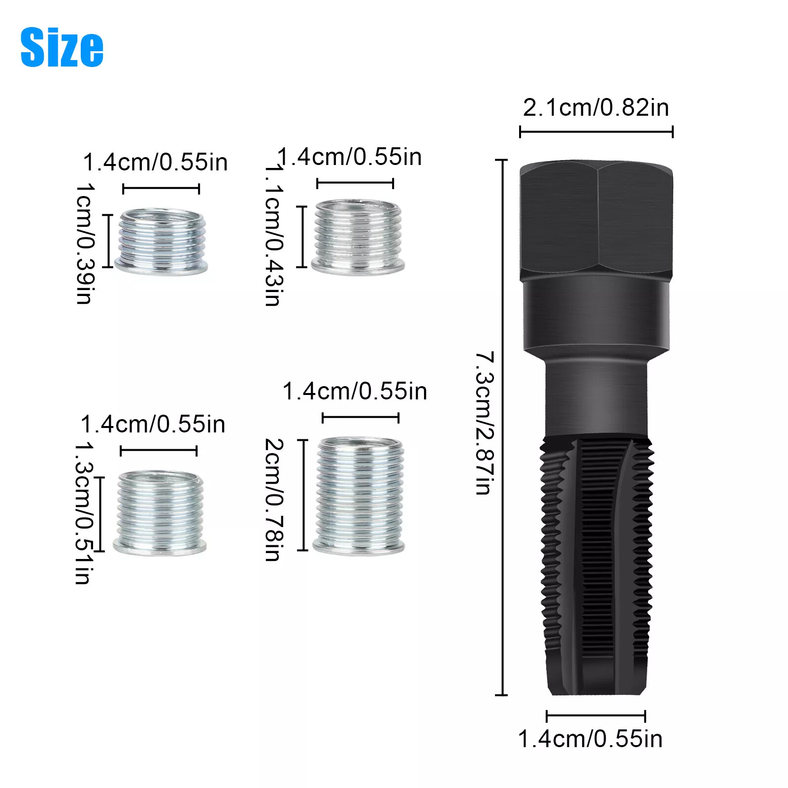 14mm Spark Plug Rethread Thread Repair Kit Helicoil Reamer Tap Tool w/ 4 Inserts