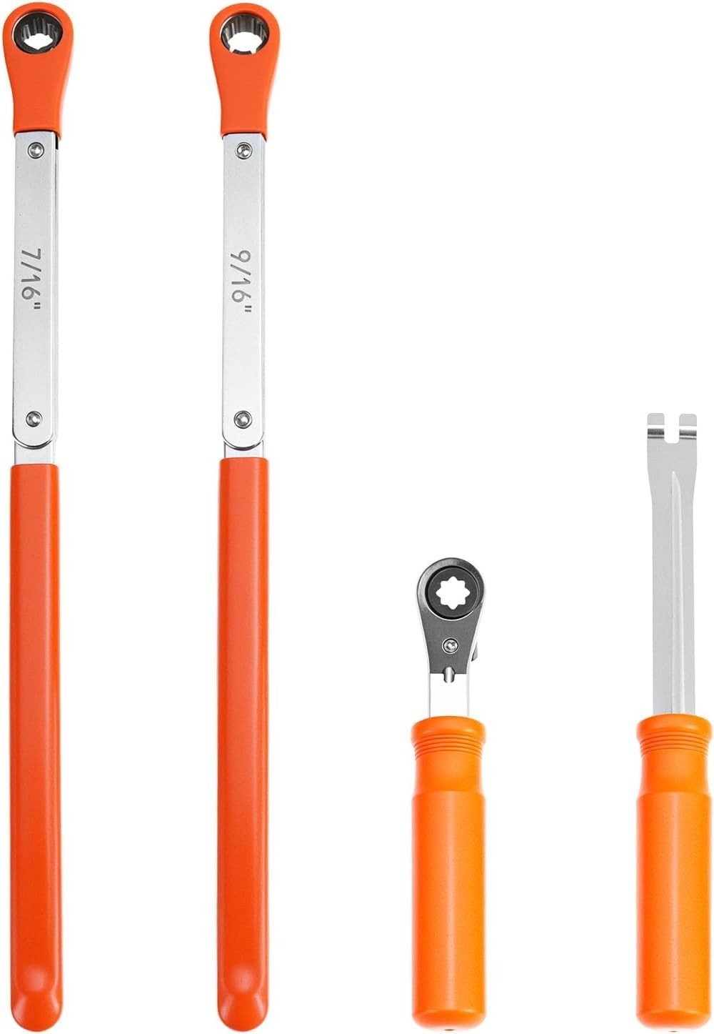 4 Piece Slack Adjuster Wrench & Tool Kit, Heavy Duty Truck Brake Service Set