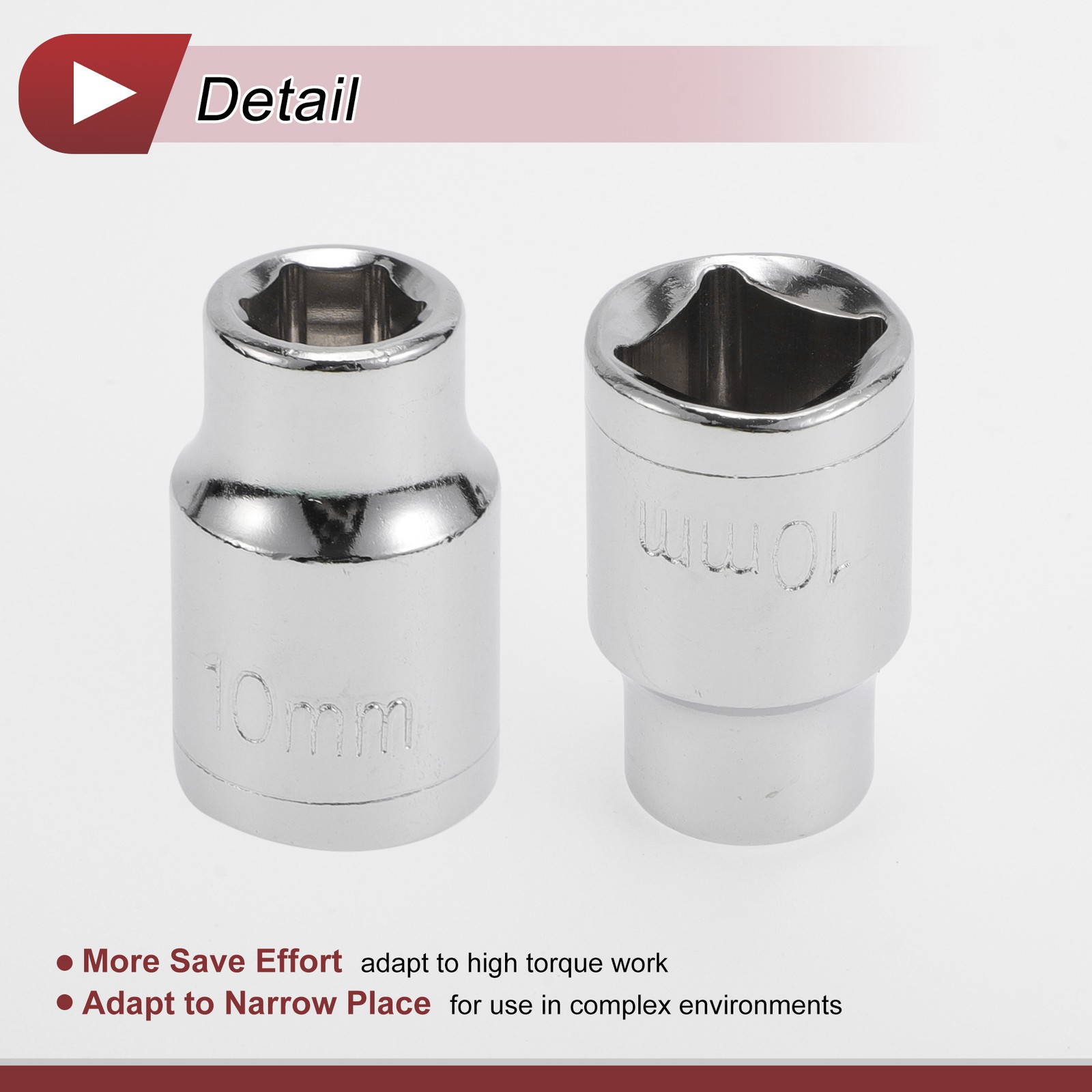 Universal 1/2 Inch Drive Impact Socket 10mm 6 Point Carbon Steel 1 Pcs 38mm