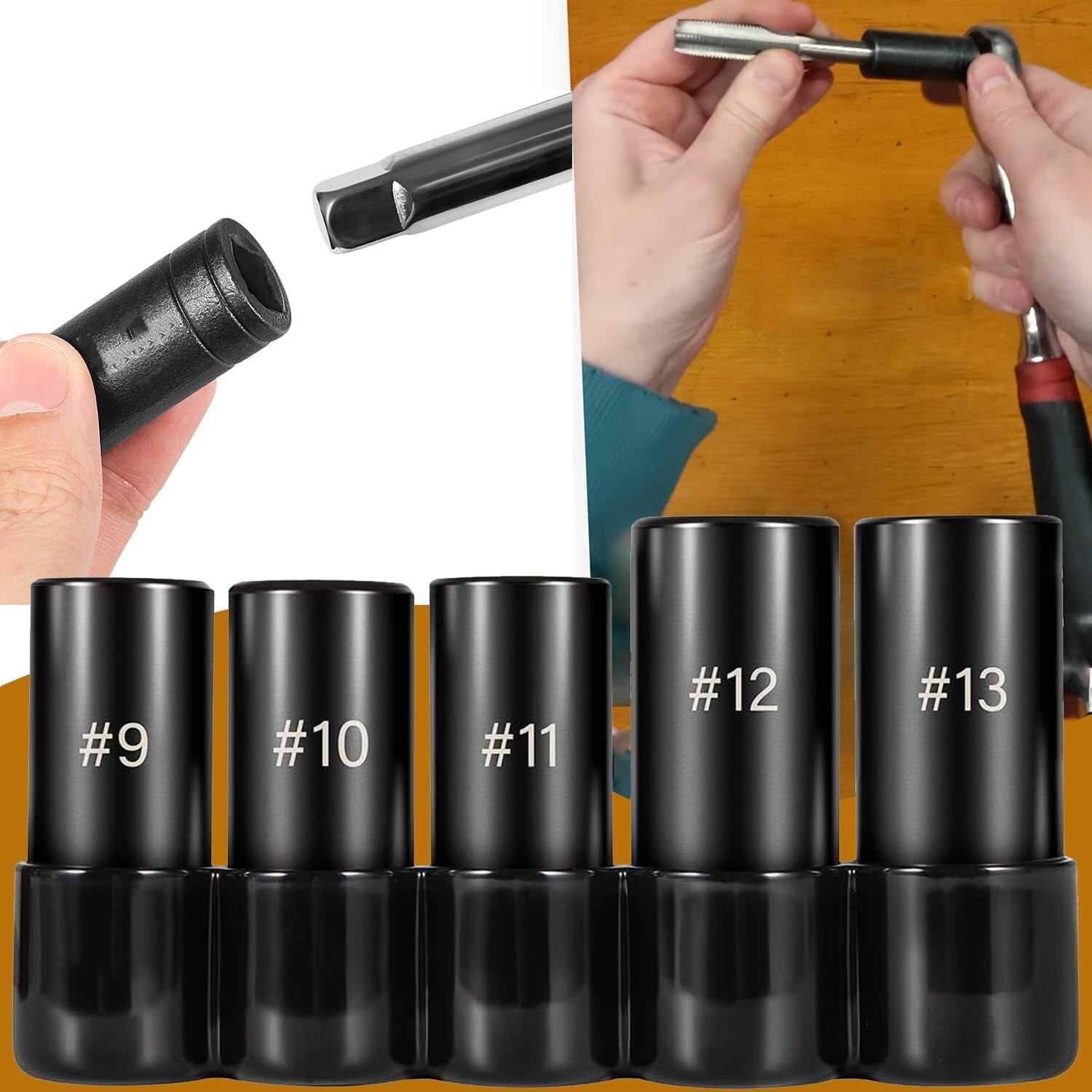 5pc 71670 Extra Large Tap Holding Socket Set with holder 5/8″11/16″,3/4″,7/8″,1″