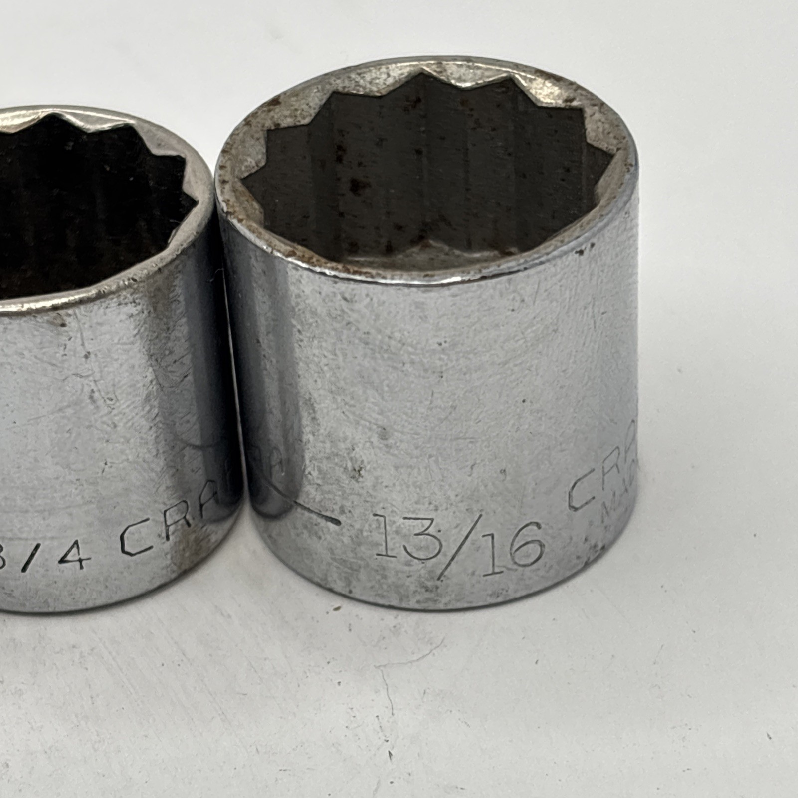 Craftsman USA 3/8 Drive SAE Socket Set 3/8-13/16 8pc 12PT V Vintage
