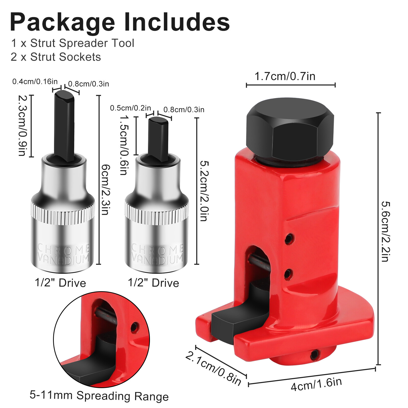 Universal Suspension Strut Spreader 5-11mm Strut Sockets Tool For VW Ford Mini