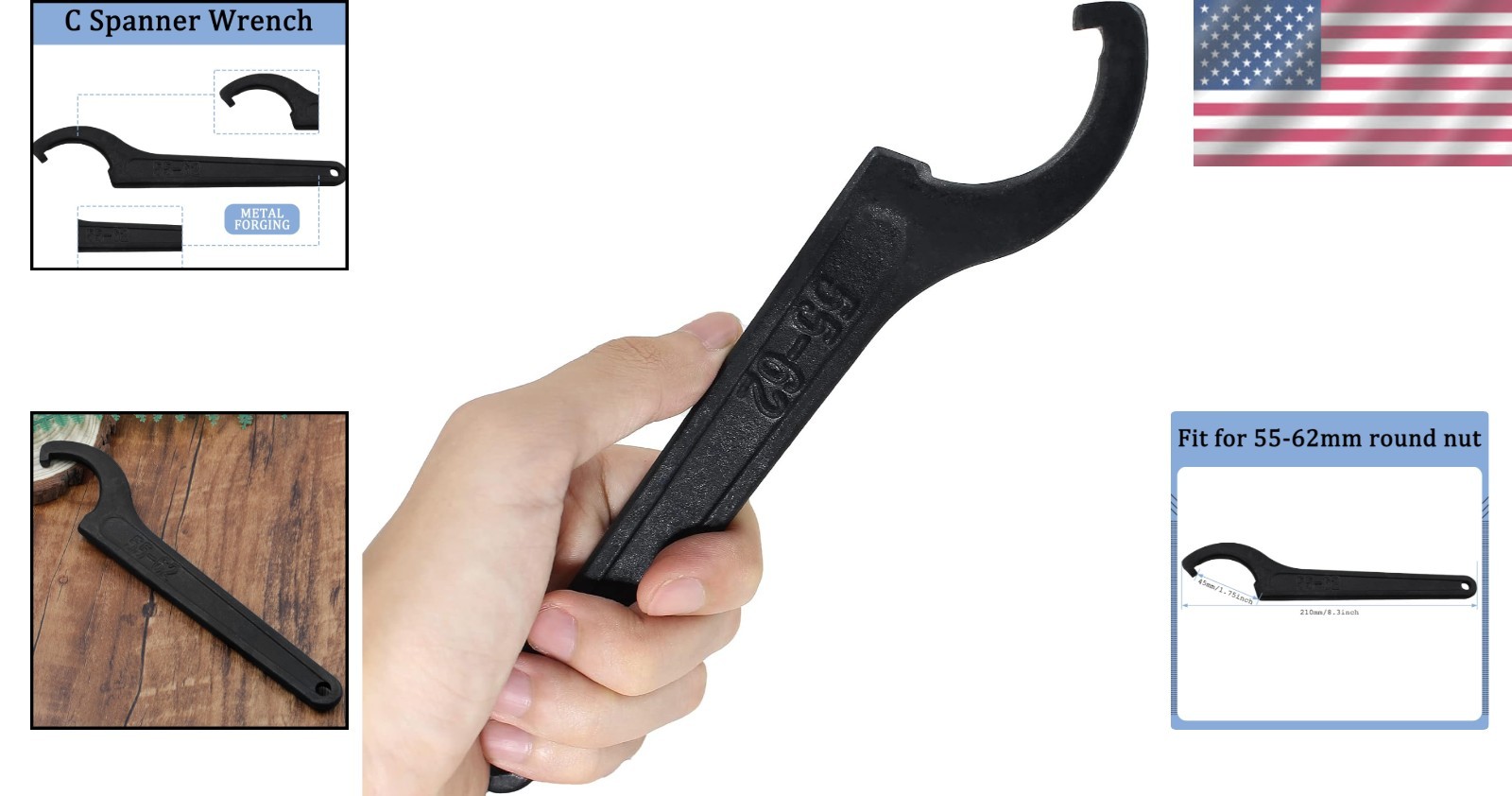 Lightweight C Hook Spanner – High Torque Carbon Steel Wrench for Mechanic Use