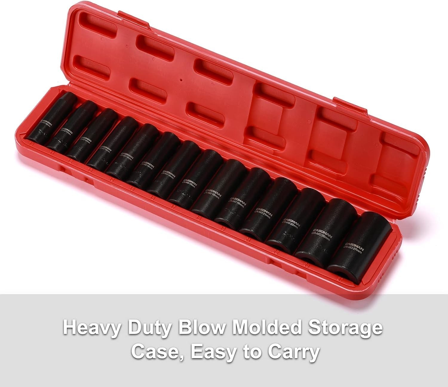 Deep Impact Socket Set with 6-Point Flank Drive Design – 14 Pieces