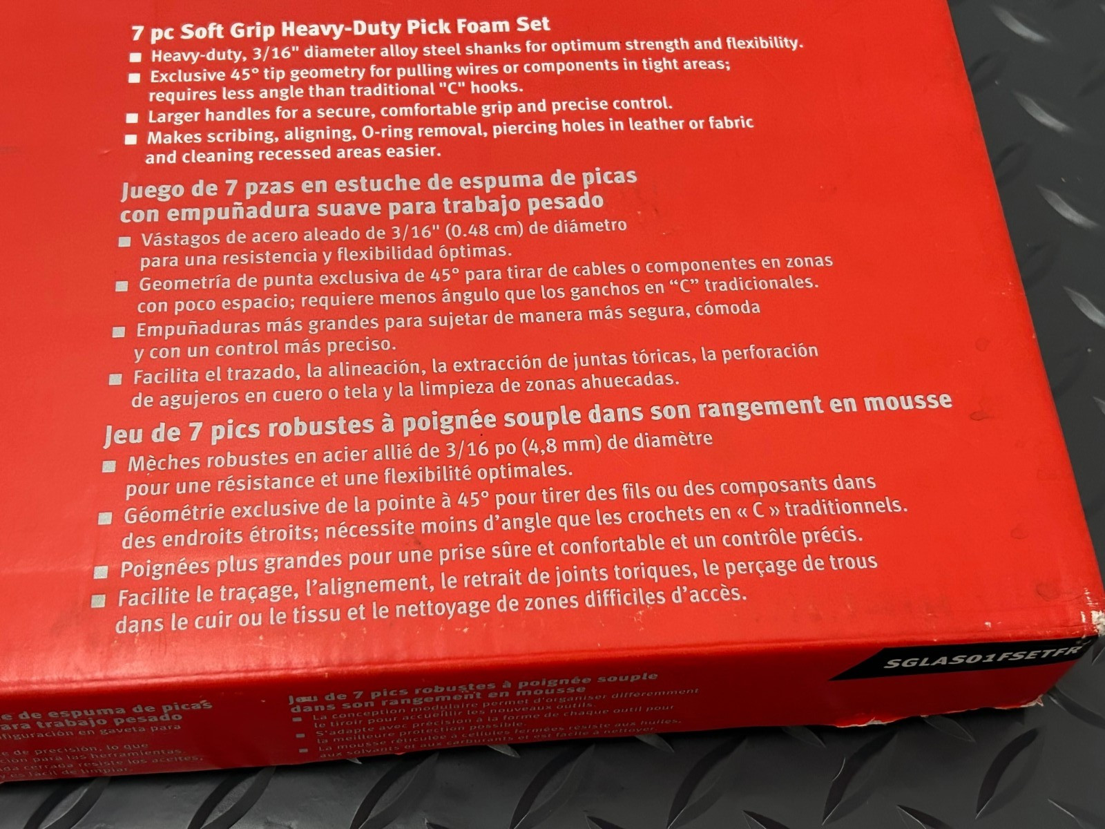 Snap-on 7-Piece RED Soft Grip Heavy-Duty Pick Foam Set SGLAS01FSETFR New SEALED