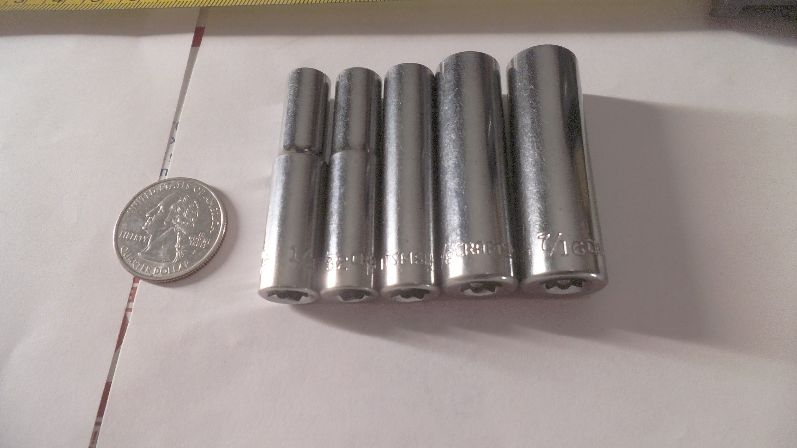 Craftsman 5 pc 1/4 drive deep 6pt SAE sockets sizes 1/4 to 7/16