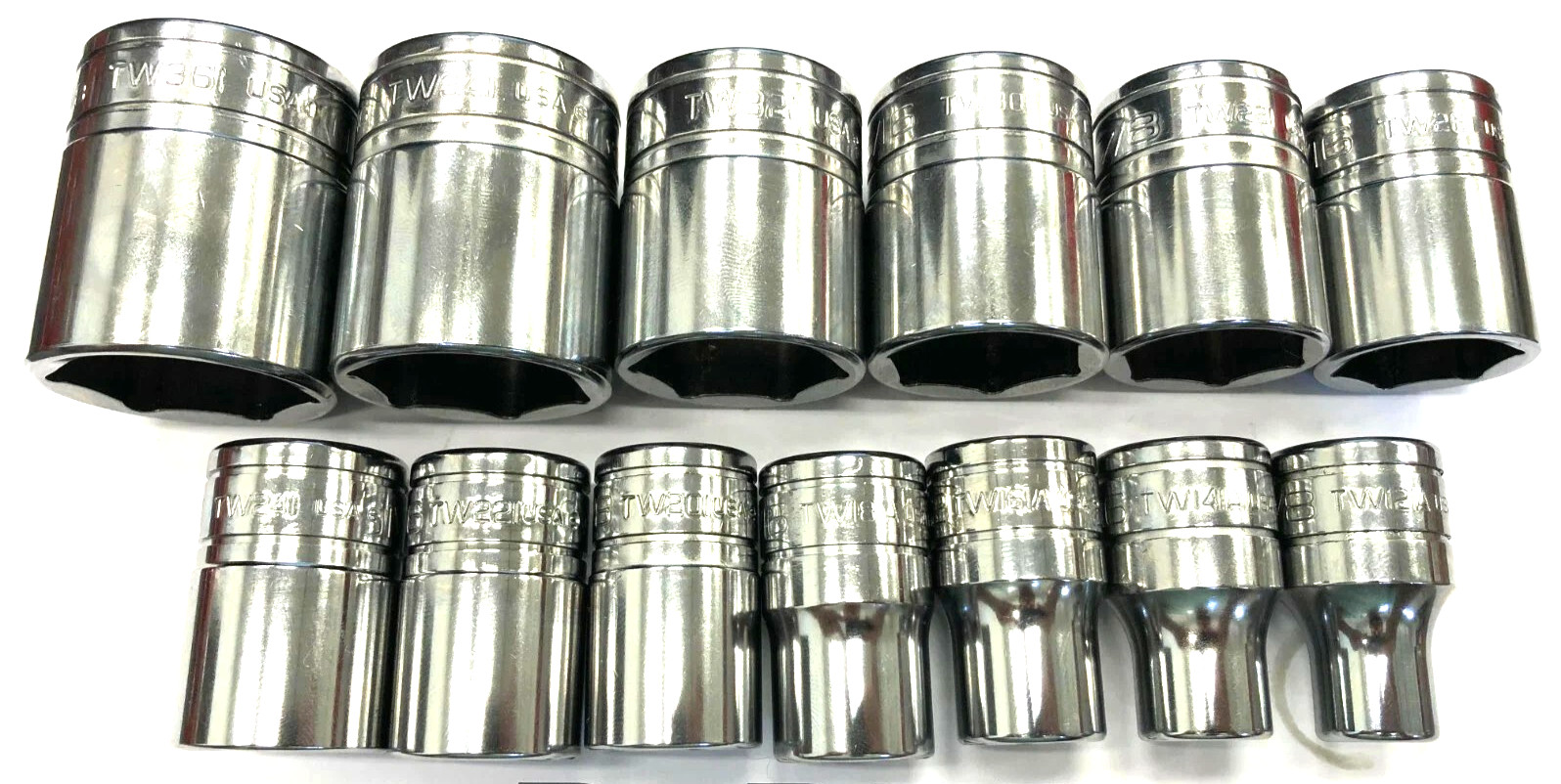 New Snap-on 1/2″ drive 3/8″ to 1 1/8″ 6-point Shallow Socket Set 313TWYA Unused