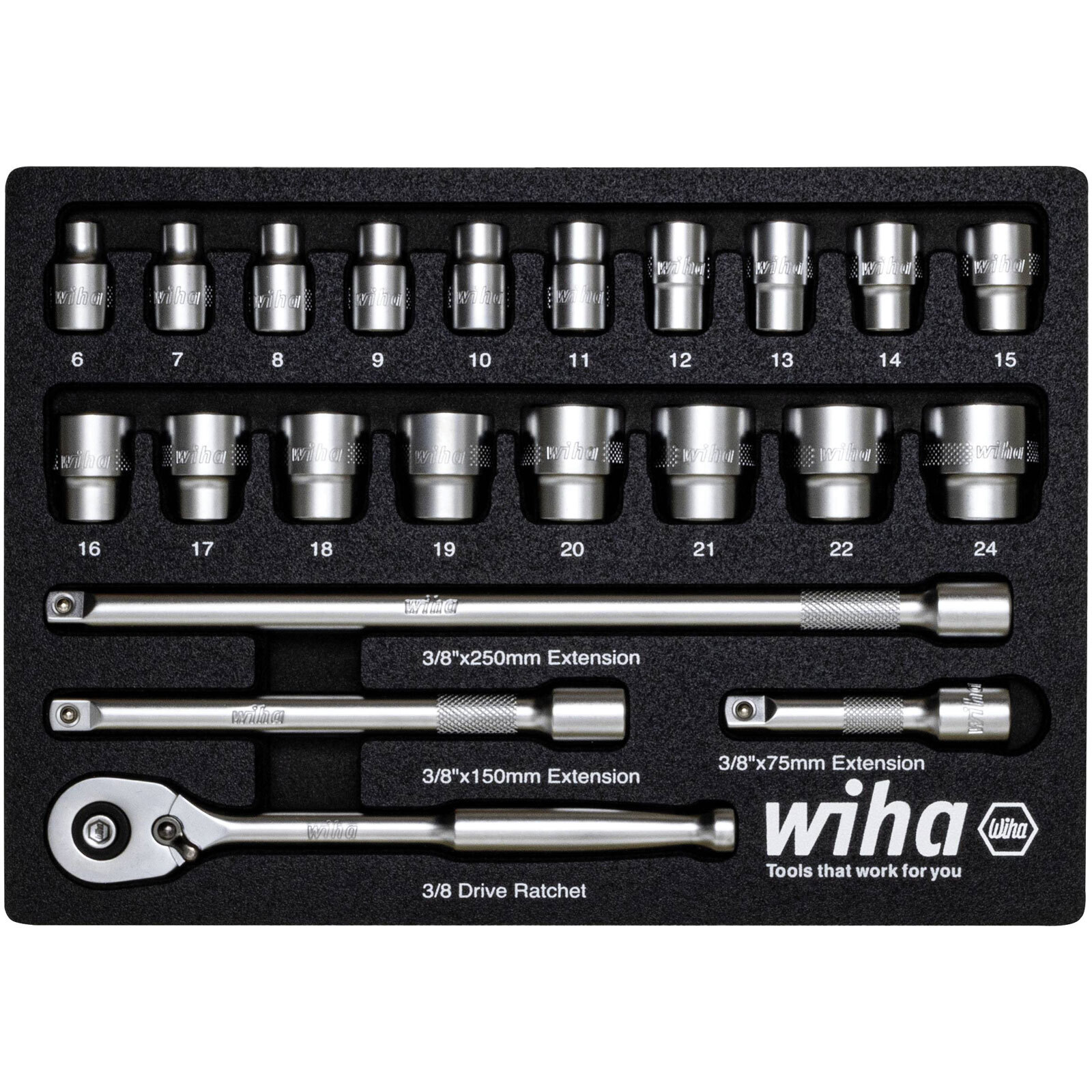 Wiha 44708 Ratchet Wrench Set 1/4″ 16pc