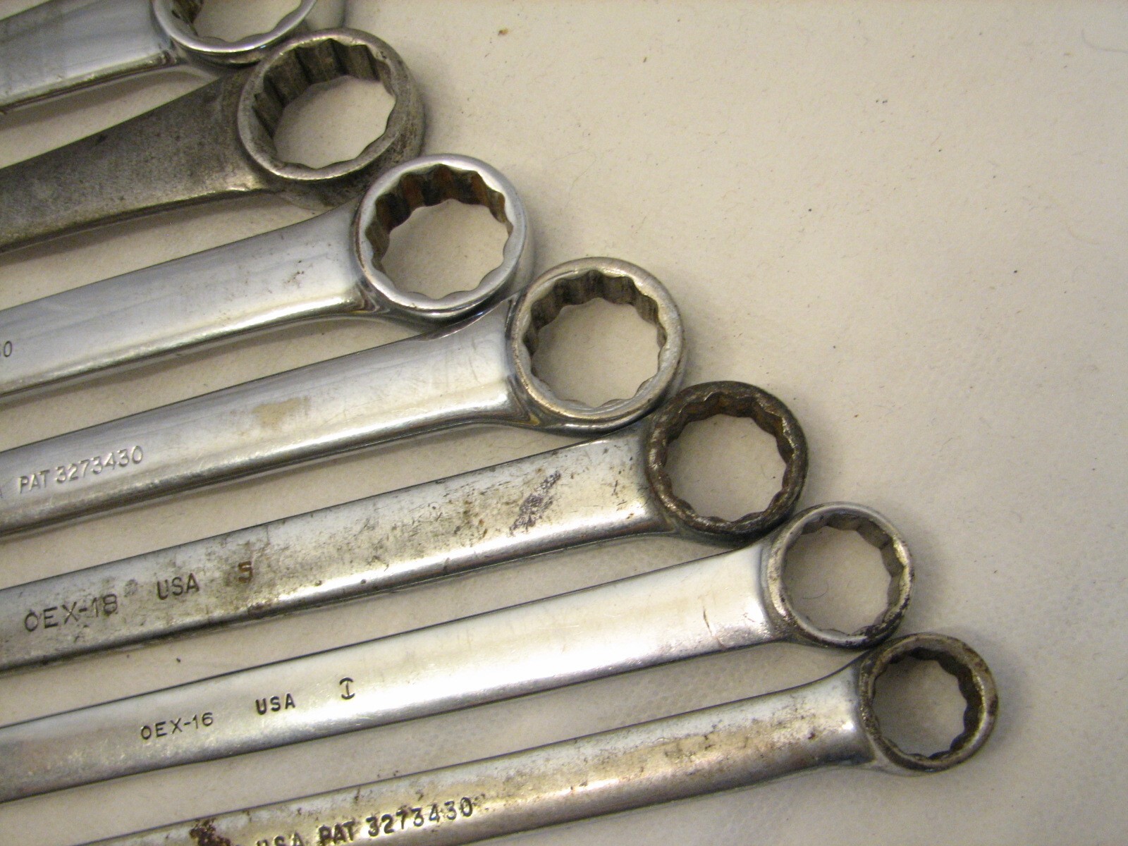 Set 9 Snap-On Combination SAE Wrenches 3/8″ to 1″ OEX 14-32 Open Box End
