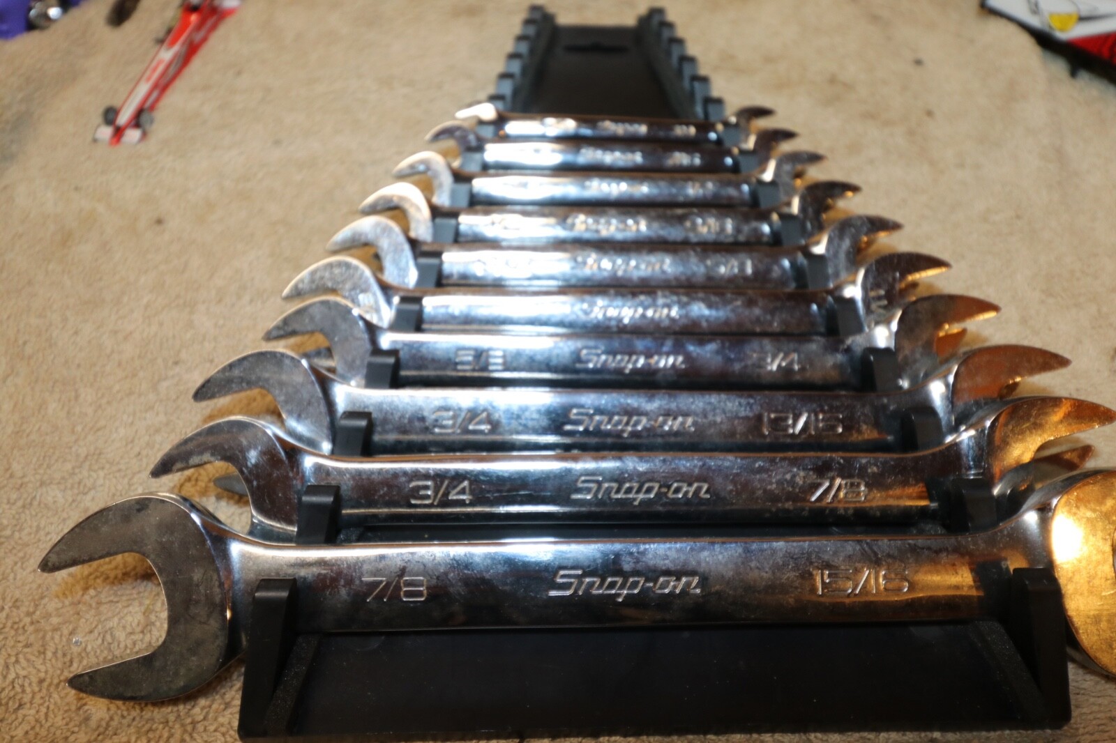 Snap-on SAE Open End Wrench 9pc. Set VOM806B USA 5/16 they 7/8 With Tray.