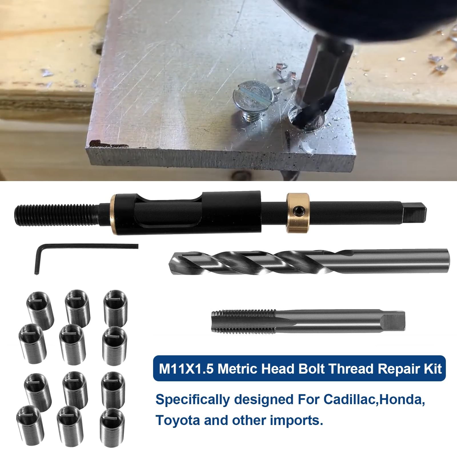 M11 x 1.5 Head Bolt Thread Repair Kit 35119S for Honda Toyota Ford GM Nissan KIA