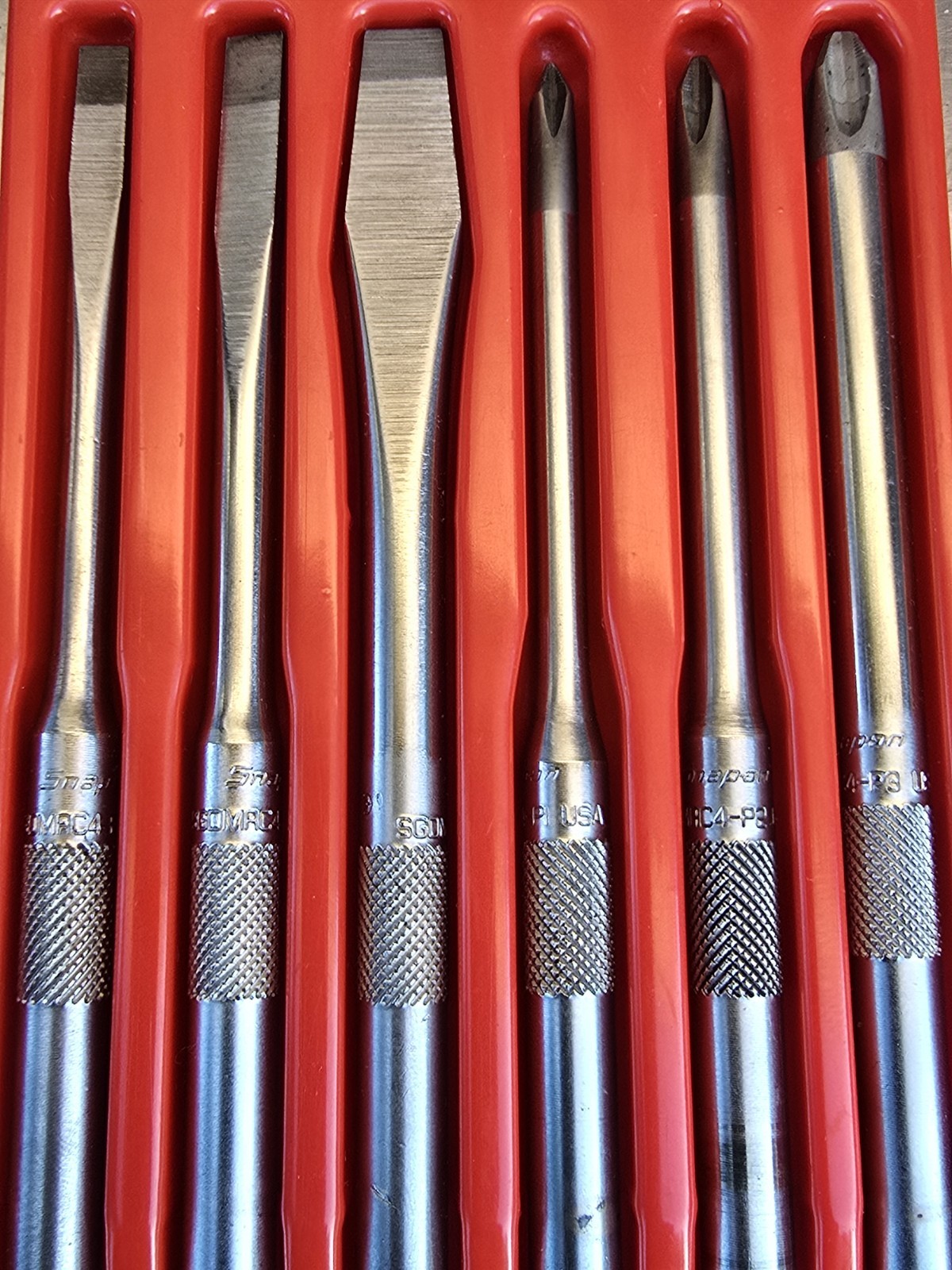 Snap On 6pc Ratcheting Screwdriver Combination Blade/Shaft Set Shank SGDMRC60