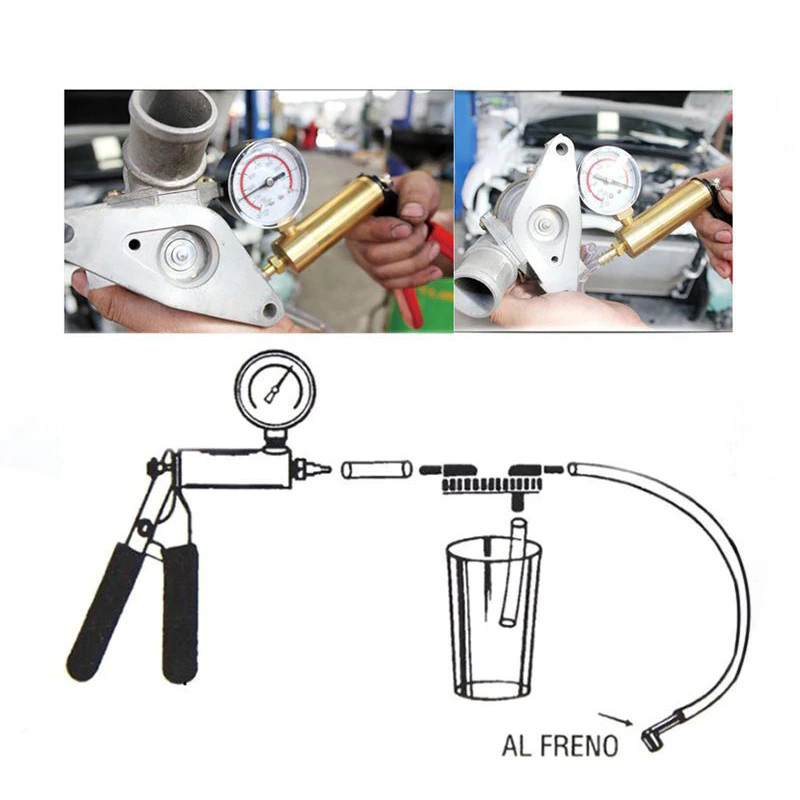 Hand Held Vacuum Pressure Pump Tester Set 0-30inHg Brake Fluid Bleeding Kit