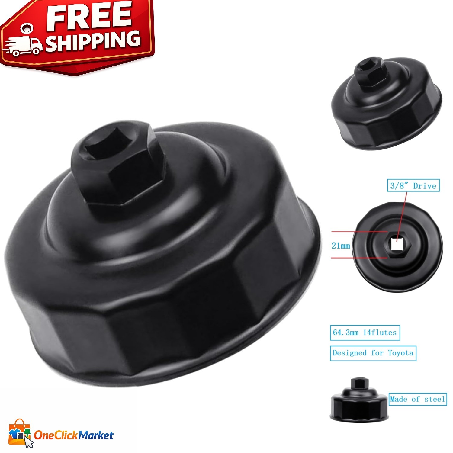 Professional 65mm 14 Flutes Oil Filter Wrench – Lightweight & Durable