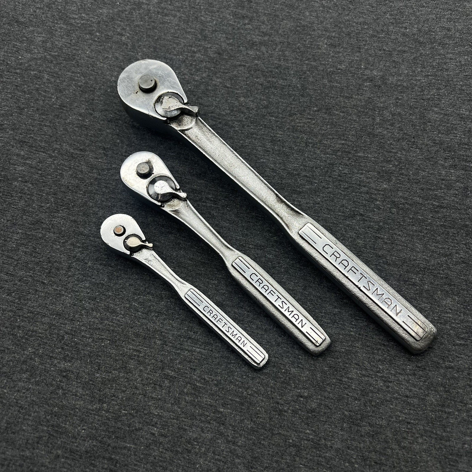 Vintage Craftsman 3pc Ratchet Set 1/2”, 3/8” & 1/4”Drive V Series USA
