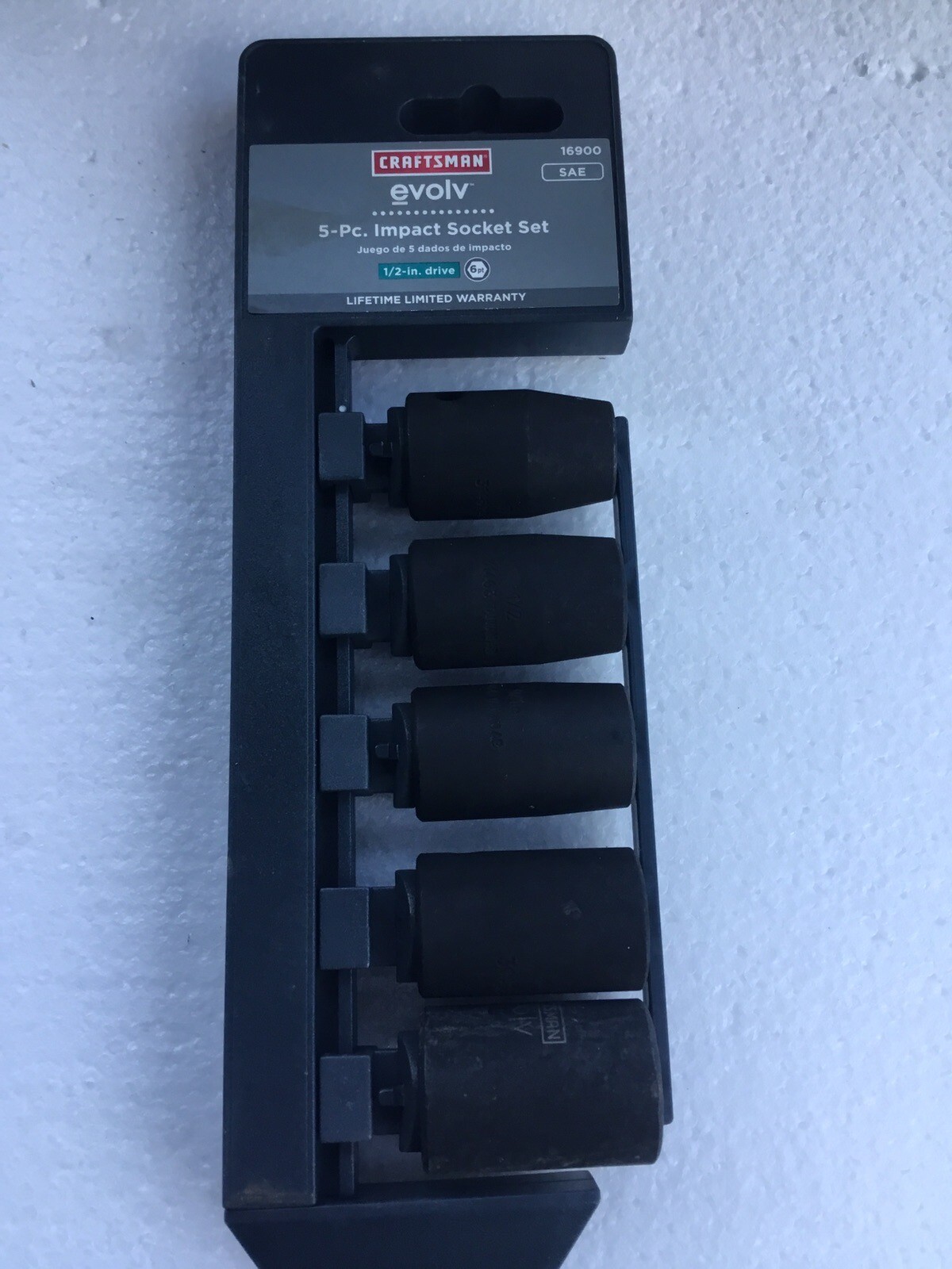 Craftsman 16900 Evolv 5 pc. 1/2 Inch Drive Impact Socket Set SAE 6 Point New