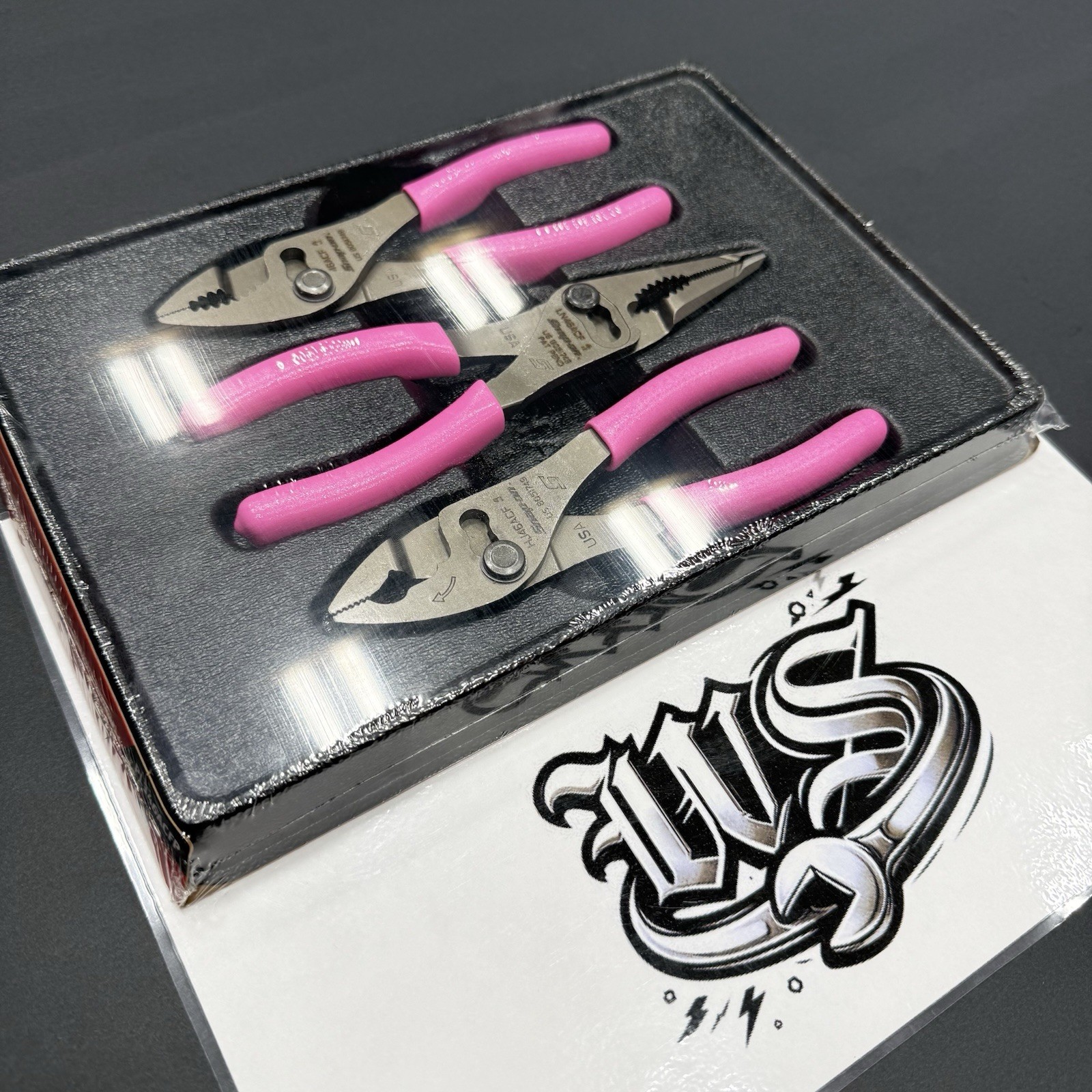 Snap-on Tools USA NEW 3pc Classic PINK Soft Grip Slip Joint Pliers Set PL346ACFP
