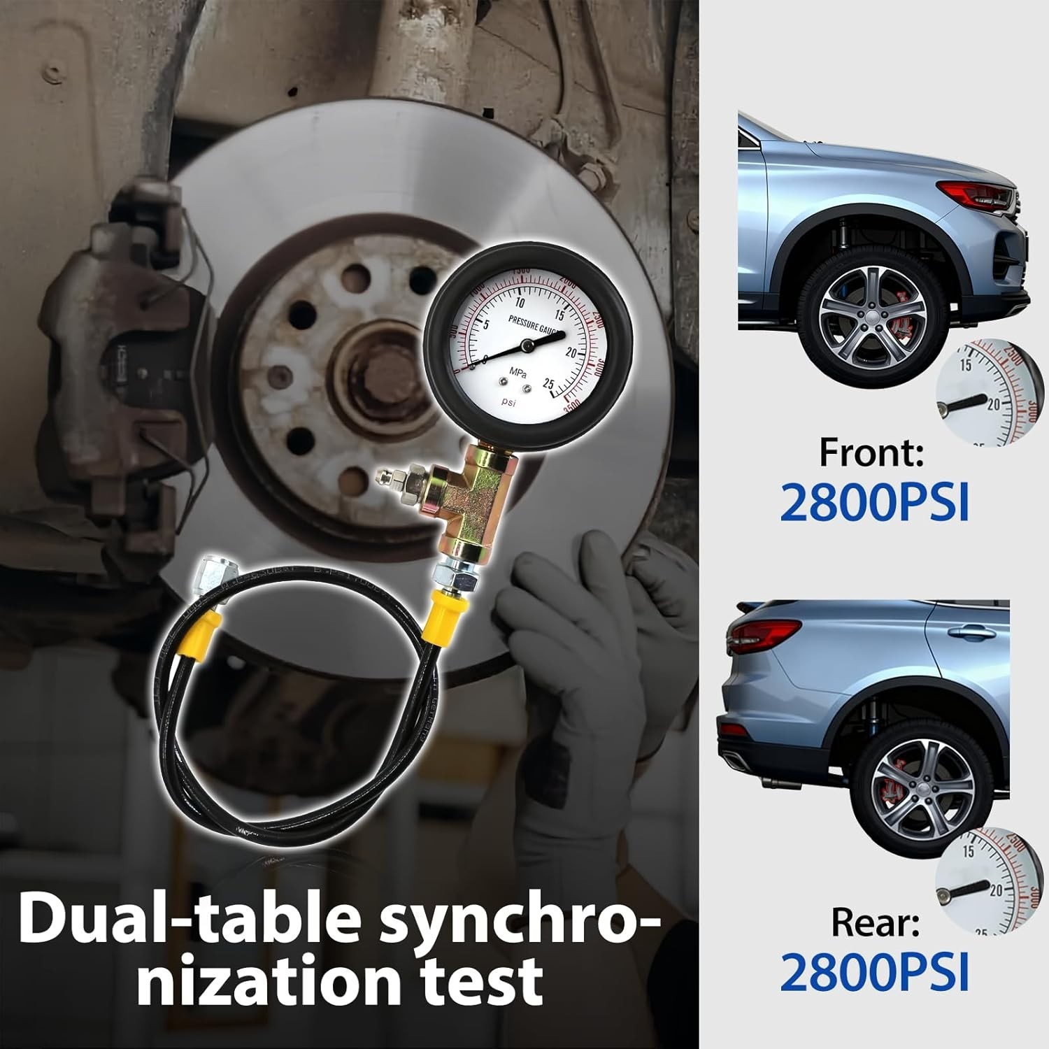 Brake Oil Pressure Gauge,Car ABS Hydraulic Oil Pressure Gauge Brake System Teste
