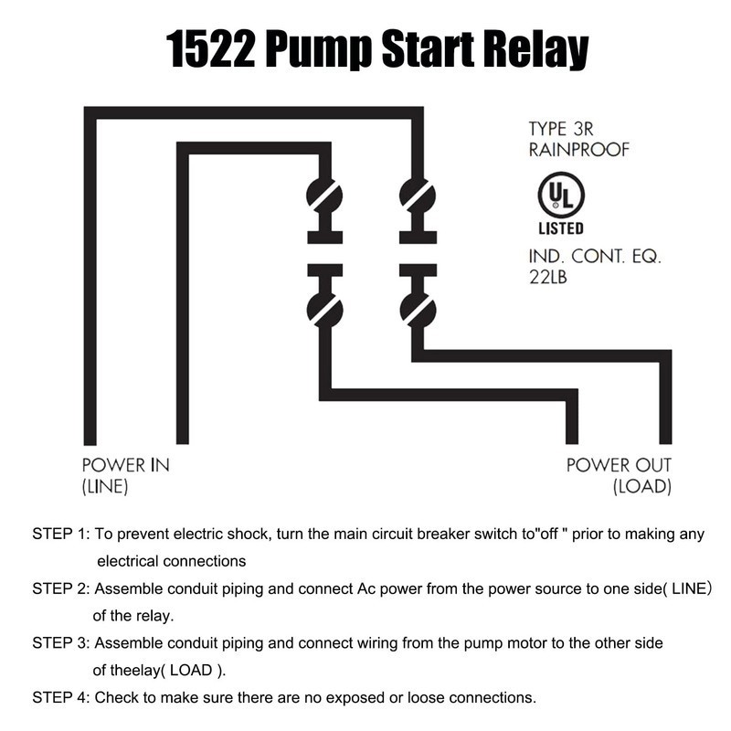 1522 Pump Start Relay for Irrigation Systems with Housing 3HP/110V/220V 24V Coil