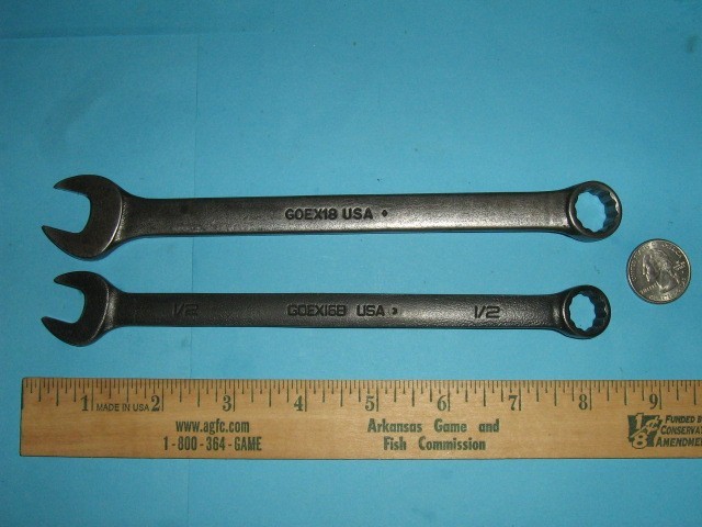 2 SNAP ON 1/2 AND 9/16 INCH OPEN END & BOXED END WRENCHES, SAE GOEX16B & GOEX18