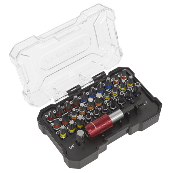Sealey Tools AK2110 Colour Coded Bit Set 32Piece Slotted PH PZ Torx * Security